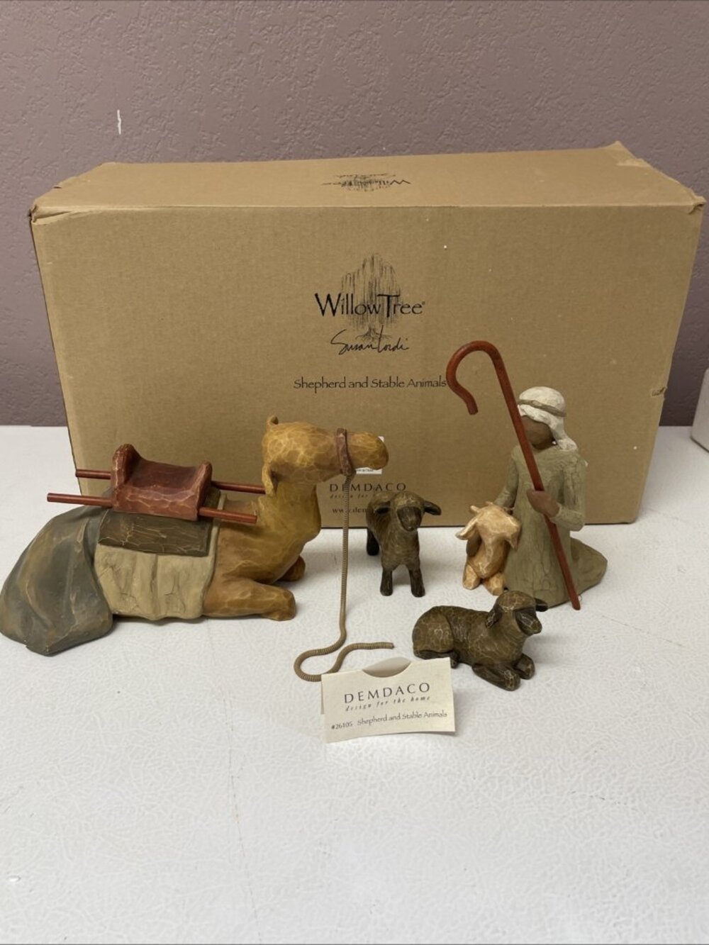 Willow Tree Nativity Set of 4 Shepherd Stable Animals Figures 26105 With Box